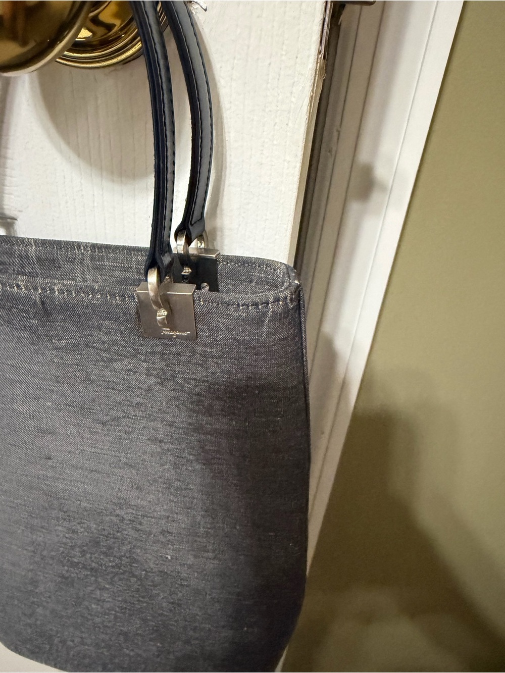 Salvatore Ferragamo vintage metallic canvas north south tote bag AU-210158 - Picture 14 of 16